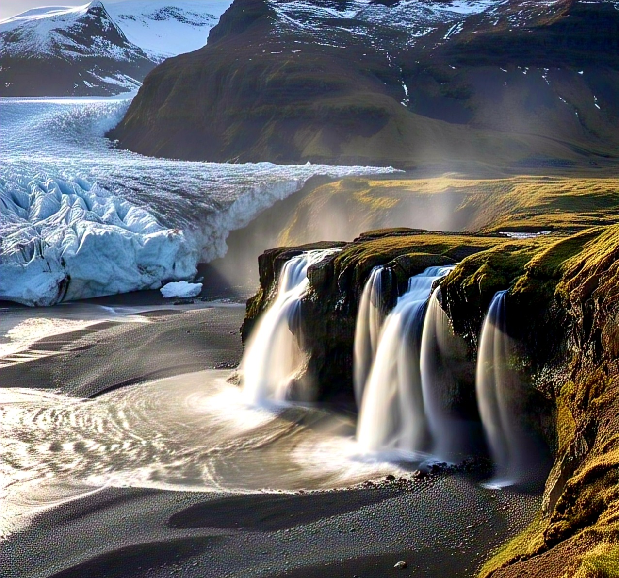 The South Coast – Waterfalls, Glaciers & Black Sand Beaches